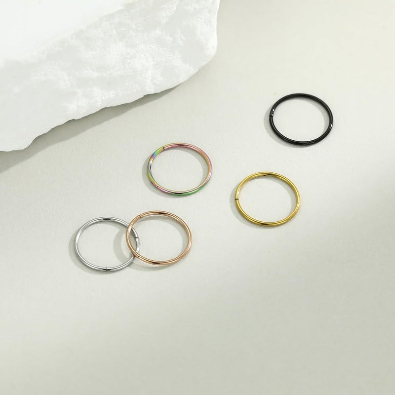 FUNLMO Store 316L Surgical Steel Hinged Segment Nose Ring Hoop for Nose Septum Cartilage Helix Tragus Conch Rook Daith Lobe Lip Piercings 1 Pc - Image 5